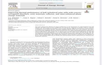 طلاب كلية الهندسة يحصلون على قبول لنشر بحث مشروع تخرجهم بقسم الهندسة الميكانيكية بمجلة Journal of Energy Storage